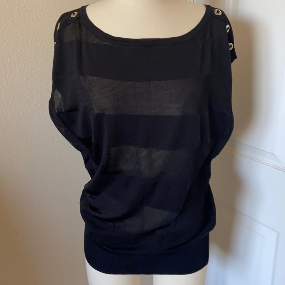 WHBM Black Striped Blouse Size S